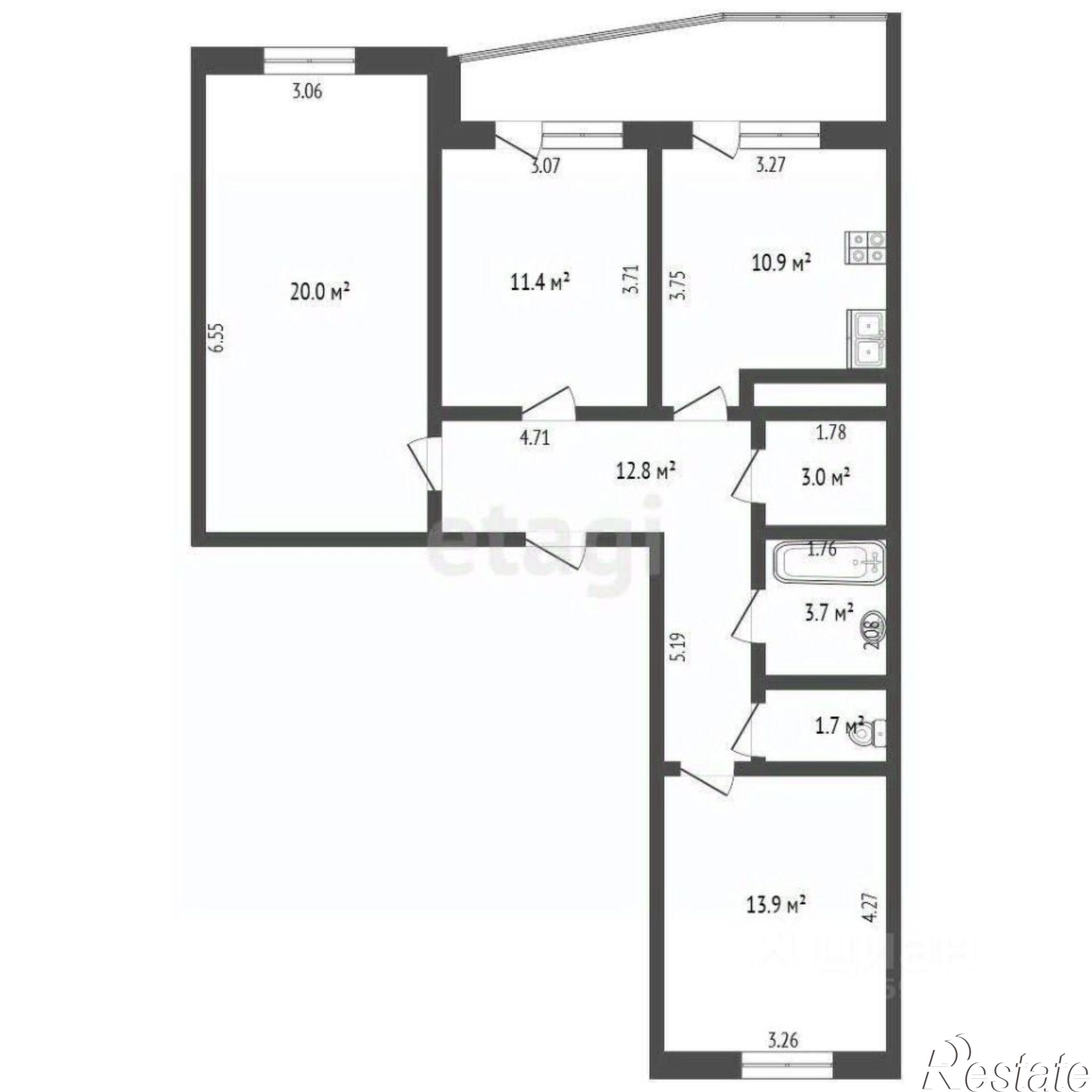 Купить квартиру за 18 000 000 рублей на улица 60 лет СССР, 1