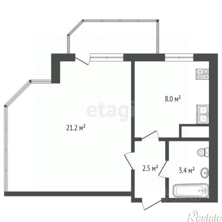 1-комн квартира ул 60 лет СССР, 3а,  д. 3а