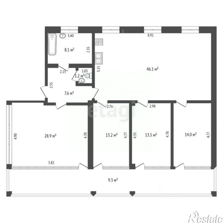 5-комн квартира мкр Волна, 1,  д. 1