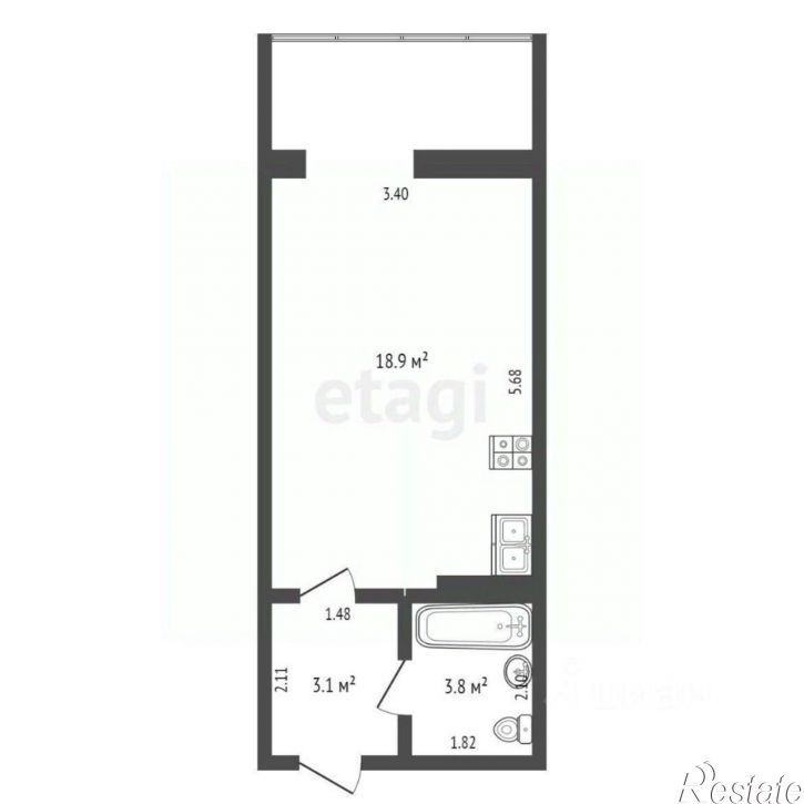 1-комн квартира Пограничный пер, 2,  д. 2