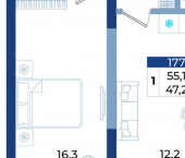 1-комн, 55 кв м, этаж 2/21 Октябрьская улица, 10
