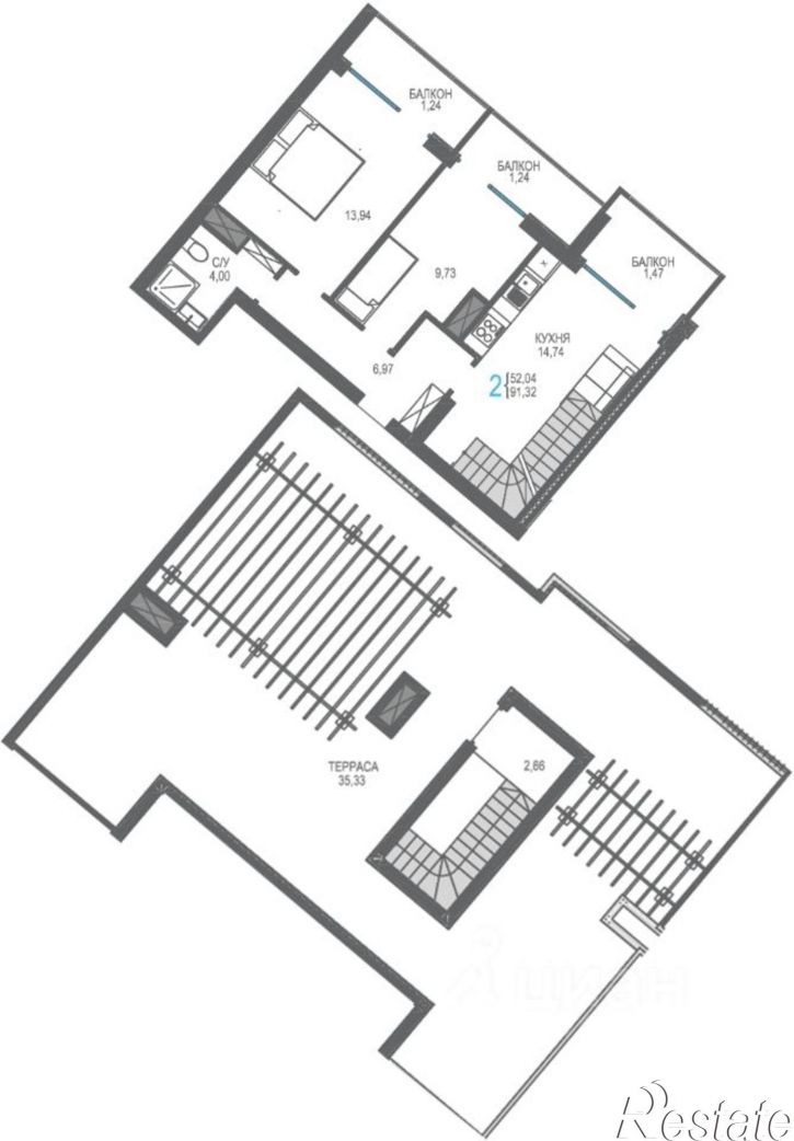 2-комн квартира в новом доме Пограничный переулок