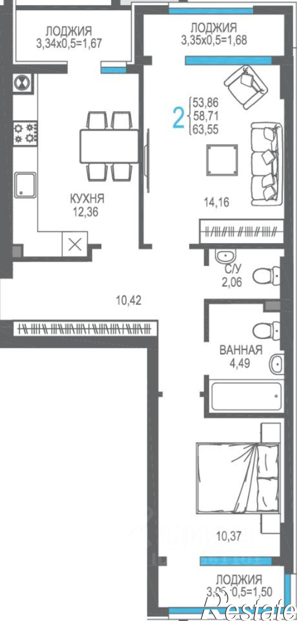 Купить квартиру за 15 597 800 рублей на ул К.Маркса, 50