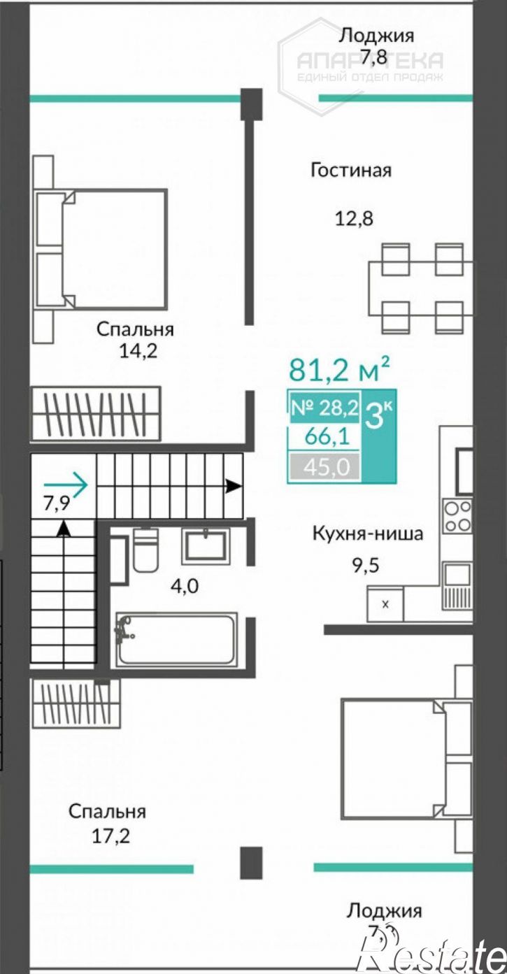 2-комн квартира в новом доме Сусловой ул, 2к4