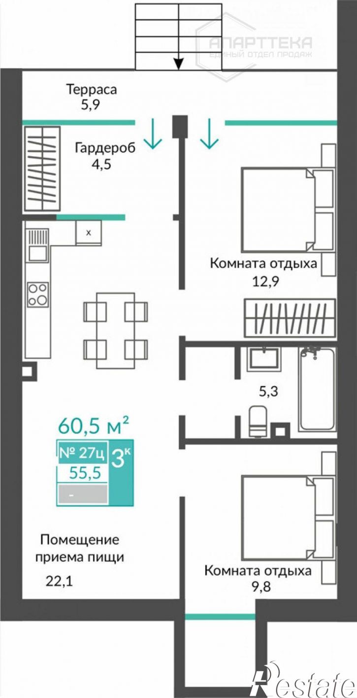 2-комн квартира в новом доме Сусловой ул, 2к4