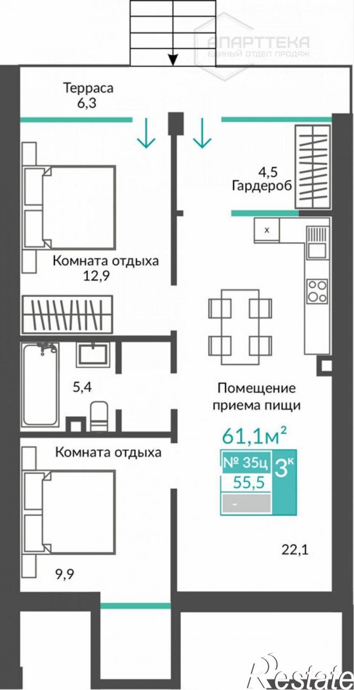 2-комн квартира в новом доме Сусловой ул, 2к4