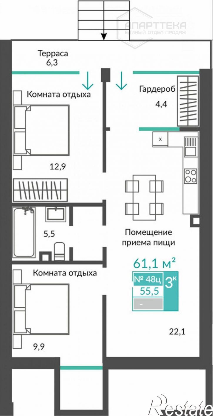 2-комн квартира в новом доме Сусловой ул, 2к4
