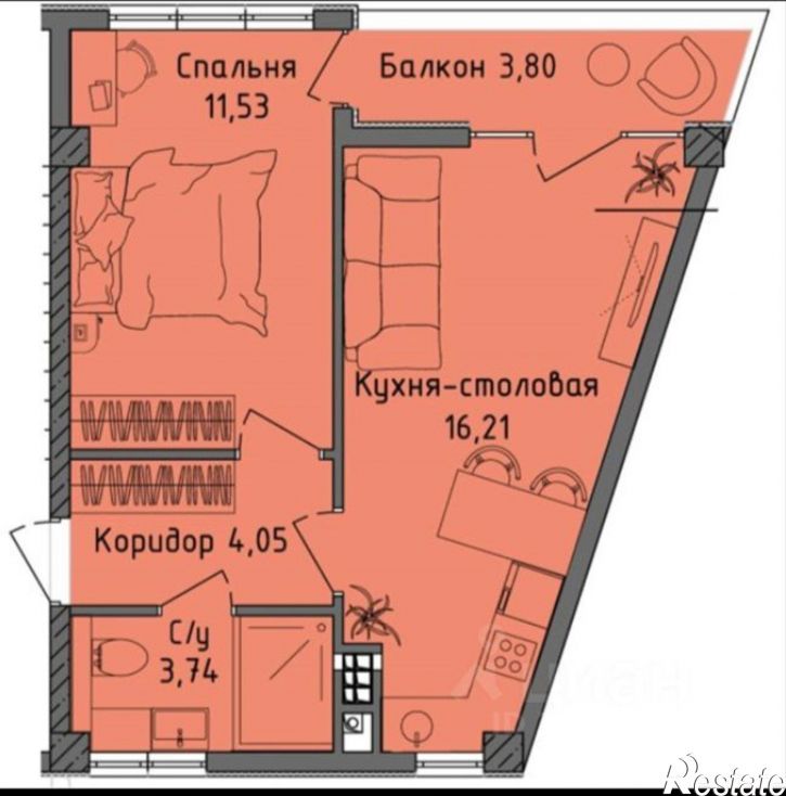 1-комн квартира в новом доме городской округ Алушта