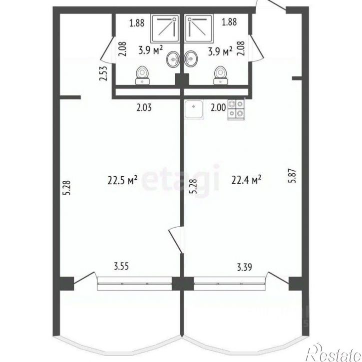 2-комн квартира ул Набережная, 18а,  д. 18а