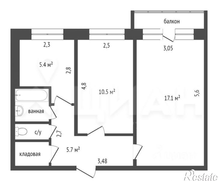 2-комн квартира ул Платановая, 8,  д. 8