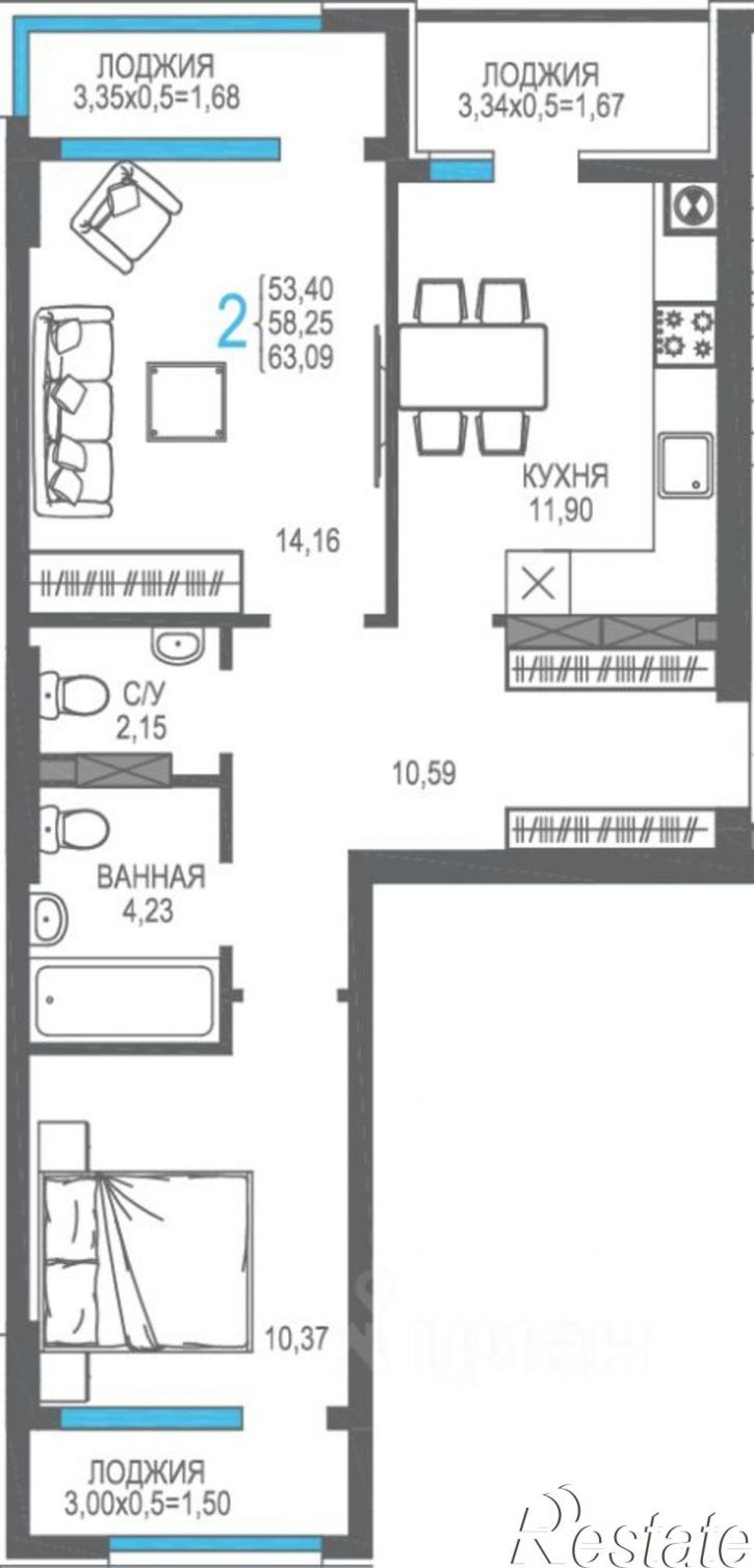 2-комн квартира в новом доме ул К.Маркса, 50,  д. 50