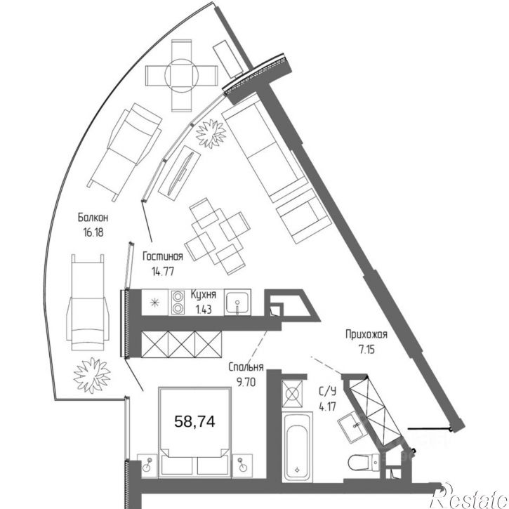 1-комн квартира Западная улица, 4 к2,  д. 4 к2