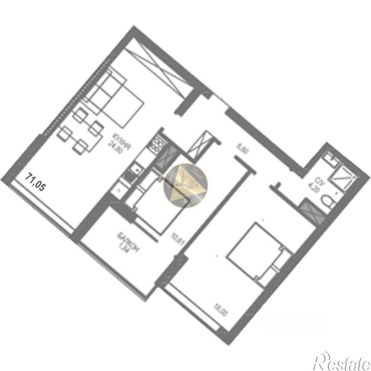 2-комн квартира Пограничный переулок, 6,  д. 6
