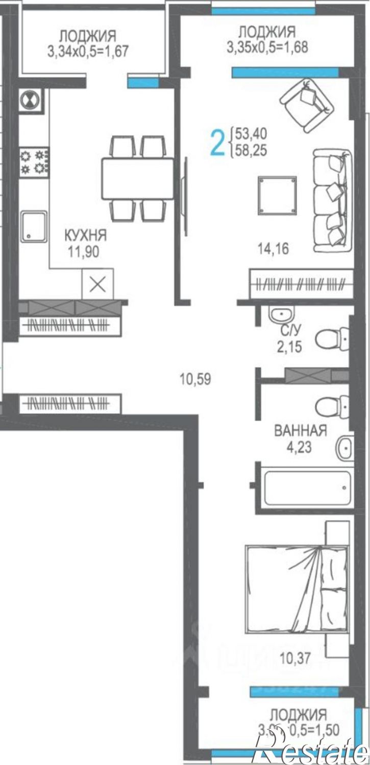 2-комн квартира в новом доме ул К.Маркса, 50,  д. 50
