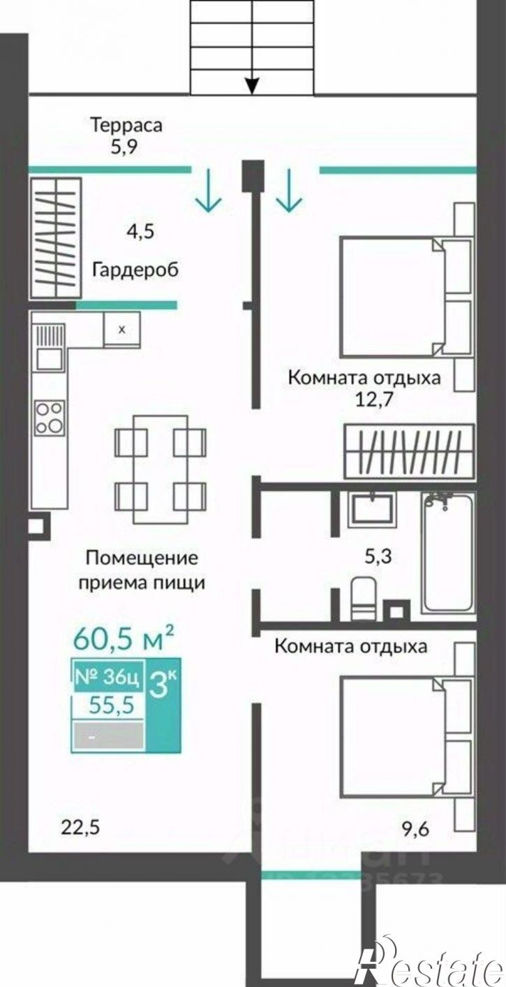 2-комн квартира в новом доме улица Глазкрицкого, 2 к3,  д. 2 к3