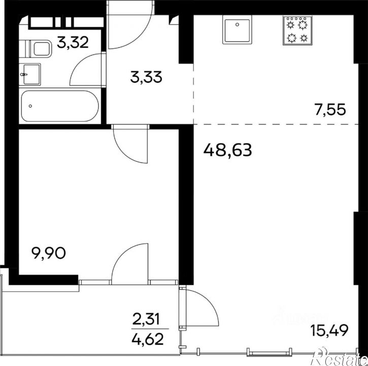 1-комн квартира Пограничный переулок, 6,  д. 6