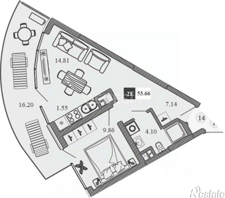 2-комн квартира Западная улица, 4к4