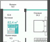 3-комн, 82 кв м, этаж 2/2 улица Глазкрицкого, 2 к1
