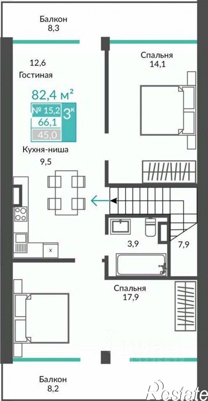 3-комн квартира в новом доме улица Глазкрицкого, 2 к1,  д. 2 к1