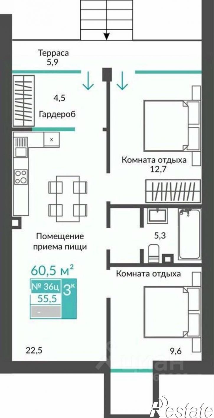 2-комн квартира в новом доме улица Глазкрицкого, 2 к7,  д. 2 к7