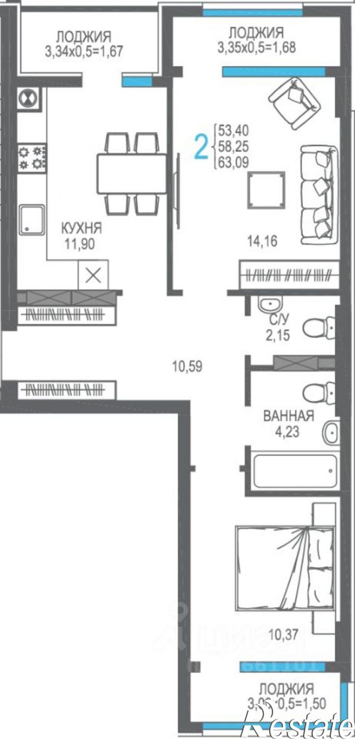 2-комн квартира в новом доме ул К.Маркса, 50,  д. 50