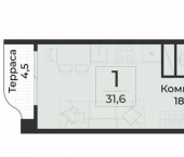1-комн, 32 кв м, этаж 10/16 ул Глазкрицкого, 10