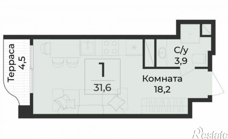 1-комн квартира в новом доме ул Глазкрицкого, 10,  д. 10