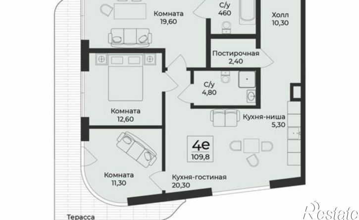 4-комн квартира в новом доме ул Глазкрицкого, 10,  д. 10