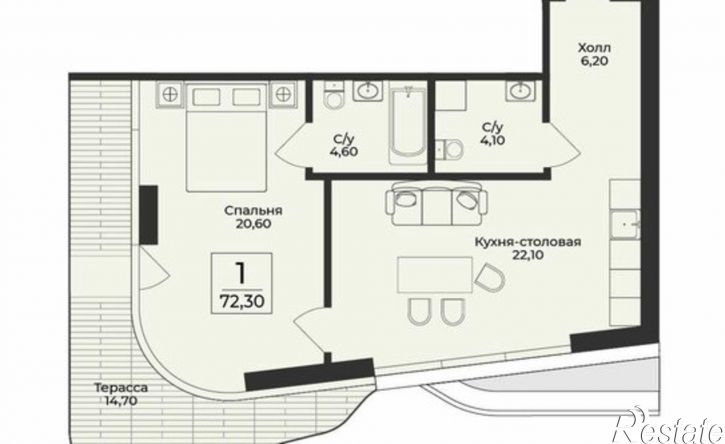 2-комн квартира в новом доме ул Глазкрицкого, 10,  д. 10