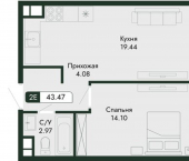 2-комн, 43 кв м, этаж 12/13 ул Краснофлотская, 32/5