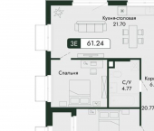 3-комн, 61 кв м, этаж 2/12 ул Саранчева, 1