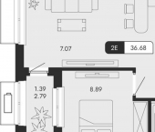 2-комн, 37 кв м, этаж 11/14 ул Саранчева, 3