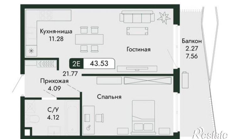 2-комн квартира в новом доме ул Саранчева, 1,  д. 1