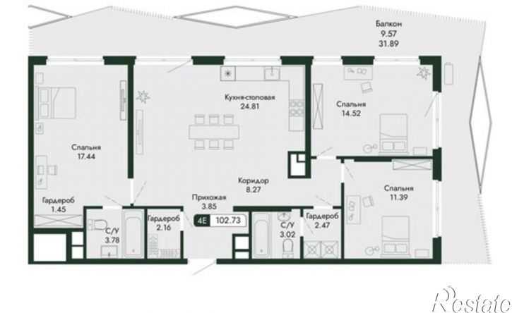 4-комн квартира в новом доме ул Саранчева, 1,  д. 1
