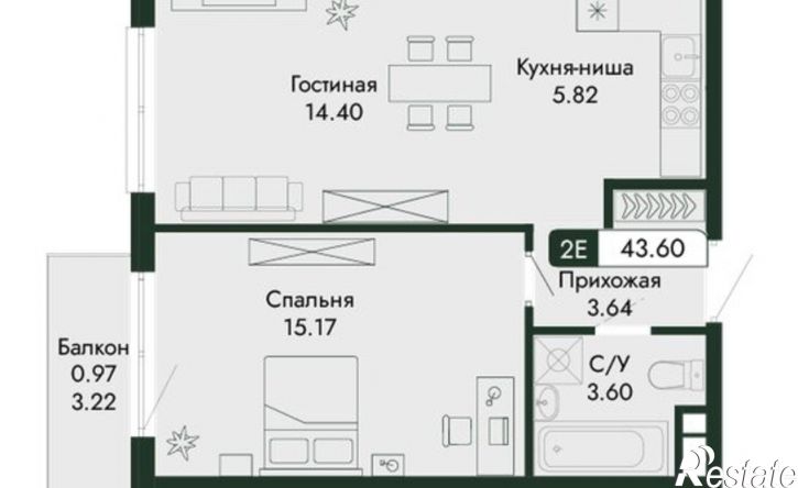 2-комн квартира в новом доме ул Краснофлотская, 32/5,  д. 32/5
