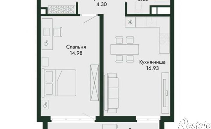 2-комн квартира в новом доме ул Саранчева, 1,  д. 1