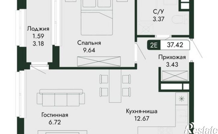 2-комн квартира в новом доме ул Саранчева, 1,  д. 1