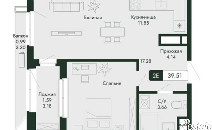 2-комн квартира в новом доме ул Саранчева, 1,  д. 1