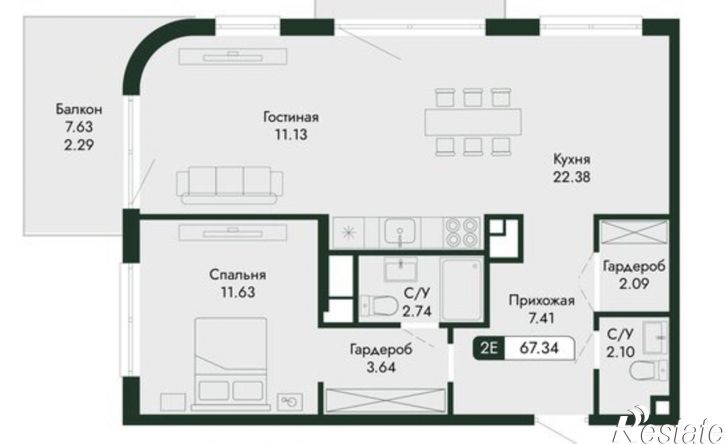 2-комн квартира в новом доме ул Краснофлотская, 32/5,  д. 32/5
