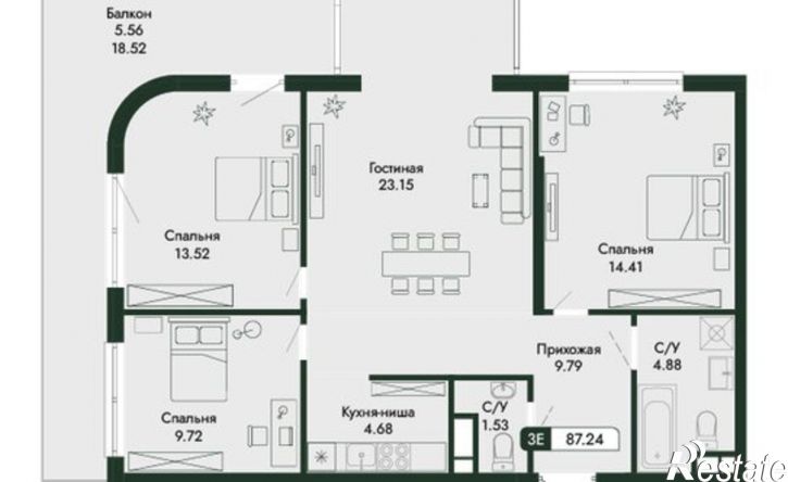 4-комн квартира в новом доме ул Краснофлотская, 32/5,  д. 32/5