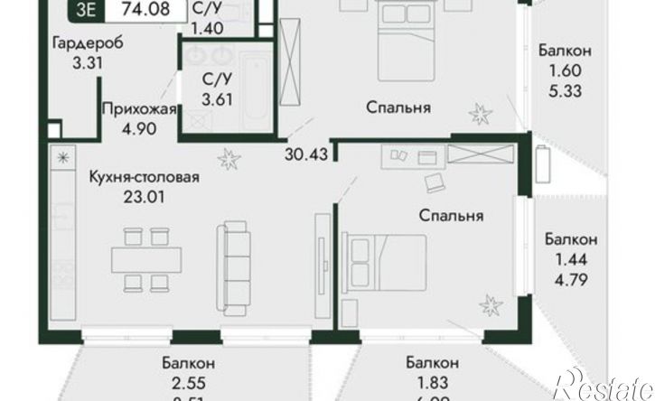 3-комн квартира в новом доме ул Саранчева, 3,  д. 3