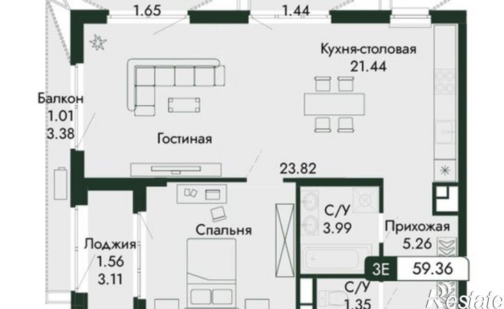 2-комн квартира в новом доме ул Саранчева, 3,  д. 3