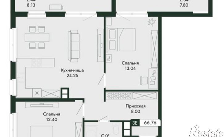 3-комн квартира в новом доме ул Саранчева, 1,  д. 1