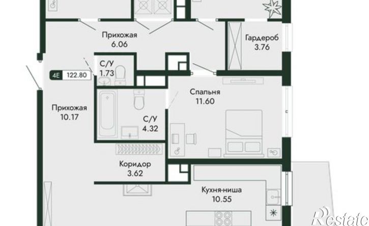 4-комн квартира в новом доме ул Краснофлотская, 32/5,  д. 32/5
