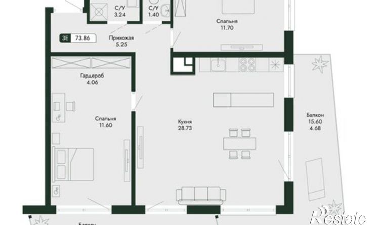 3-комн квартира в новом доме ул Краснофлотская, 32/5,  д. 32/5