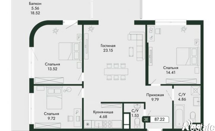 4-комн квартира в новом доме ул Краснофлотская, 32/5,  д. 32/5