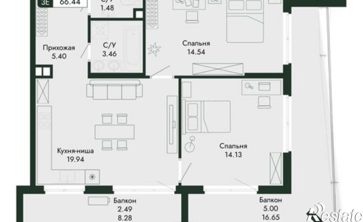 3-комн квартира в новом доме ул Саранчева, 1,  д. 1