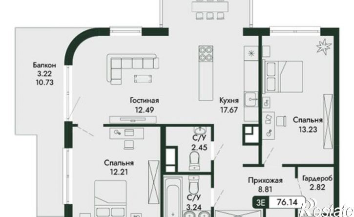3-комн квартира в новом доме ул Краснофлотская, 32/5,  д. 32/5