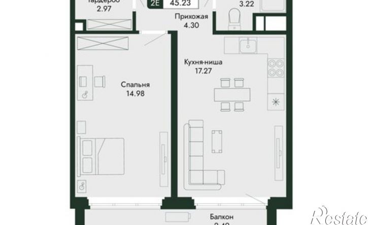 2-комн квартира в новом доме ул Саранчева, 1,  д. 1