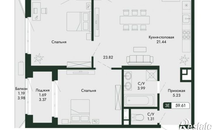 3-комн квартира в новом доме ул Саранчева, 3,  д. 3